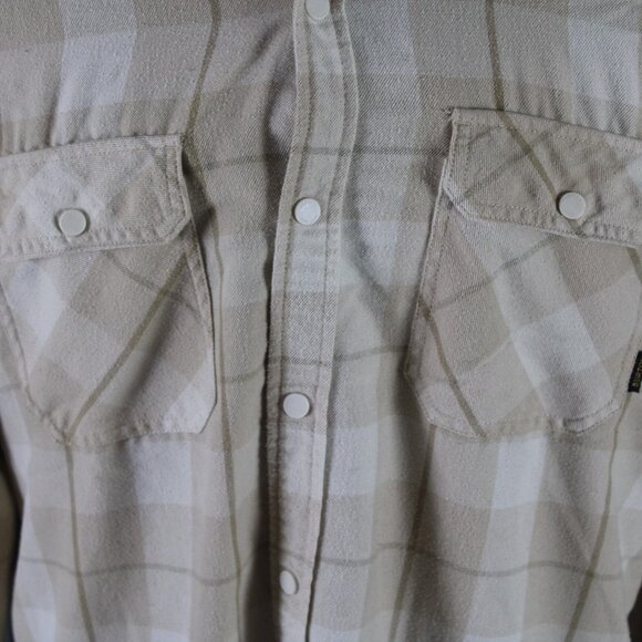 Snowboard Shirt Button Down - White and Cream Plaid Burton - Men's Large - Picture 3 of 9